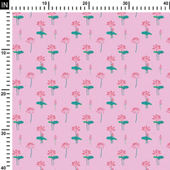 Rayon 4 Meters Lotus Pond in Pink Print Fabric