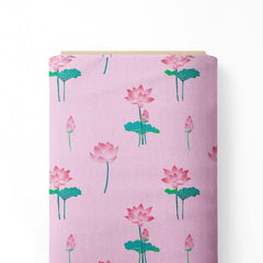 Rayon 4 Meters Lotus Pond in Pink Print Fabric