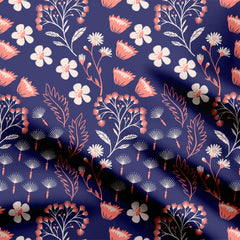 Blue Daffodil Floral Georgette Fabric