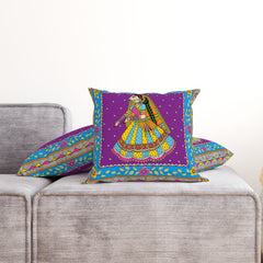 Madhubani Dancing Bride - Pop Color Cushion