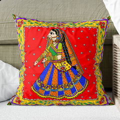 Madhubani Dancing Bride - Bright Color Cushion