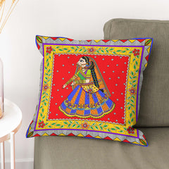Madhubani Dancing Bride - Bright Color Cushion