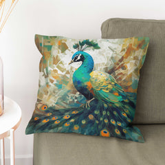 Watercolour Peacock animal print 4 Cushion