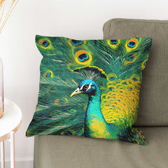 Watercolour Peacock animal print 3 Cushion