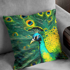 Watercolour Peacock animal print 3 Cushion