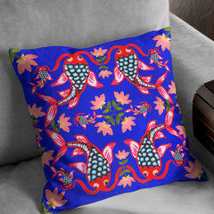 Koi Fishes in the  blue swirling pond Cushion