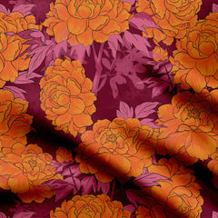 Cotton 3 Meters Bright Peony Floral Pattern Design Print Fabric