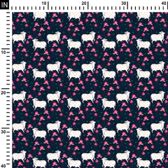 Cows pichwai Natural Crepe Fabric