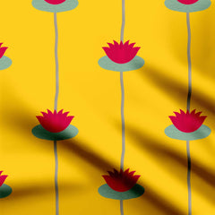 Cotton 4 Meters Pichwai Lotus Club Print Fabric