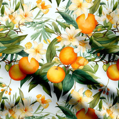 Tropical Orange Jasmine Cotton Fabric