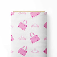 Barbie Seamless pattern , handbag and crown-474451, All Designs, Chinnon Chiffon, Contemporary, cotton, Cotton Canvas, Cotton Poplin, Cotton Satin, Crepe, FEATURED ARTIST DESIGNS, Giza Cotton, Kids, Light Chiffon, Modal Satin, Muslin, Natural Crepe, Organic Cotton Bamboo, Organza, Organza Satin, pashmina, Poly Canvas, Poly Cotton, Pure Linen, Rayon, Satin, Satin Linen, Saylee Rampurikar, Velvet Velure, Viscose Dola Silk, Viscose Georgette-Symplico