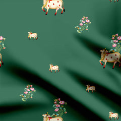 Rayon 2 Meters Lotus Green Cattle Print Fabric