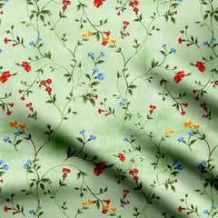 Greeny Small Chintz Georgette Fabric