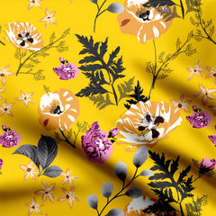 Yellow Blooms Cotton Fabric