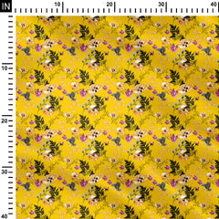 Yellow Blooms Cotton Fabric