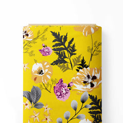 Yellow Blooms Cotton Fabric