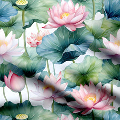 Watercolor lotus pattern