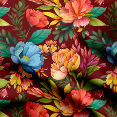 Plum Floral Blossoms Chinnon Chiffon Fabric