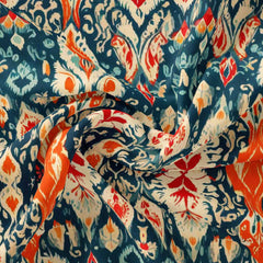 Velvet 1 Meter Faded Retro Ikat Kalamkari Print Fabric