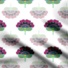 magenta fan flower design Print Fabric