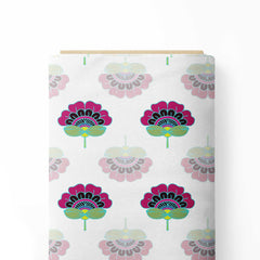 magenta fan flower design Print Fabric