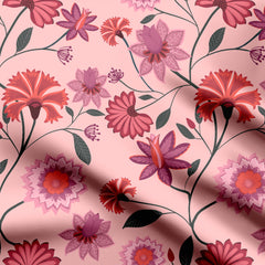 Chintz Style Peach Print Fabric