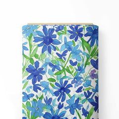 Bright blue flowers Cotton Fabric