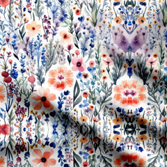 Delicate Watercolor Blossoms Print Fabric