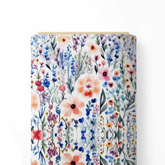 Delicate Watercolor Blossoms Print Fabric