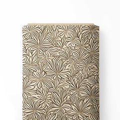 Minimalist Beige Floral Lines Print Fabric