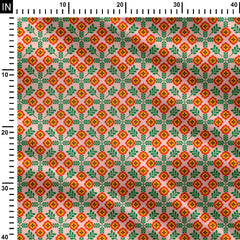 Vintage Geometric Floral Print Fabric