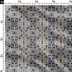 Indigo Floral Sketches on Coffee Cream Print Fabric