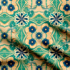 Greeny Flowers Print Fabric