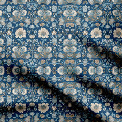 Pichwai Floral Sketch in Blue Tones Print Fabric