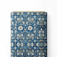 Pichwai Floral Sketch in Blue Tones Print Fabric
