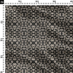 White and Black Daisies Flowers Drawn Print Fabric