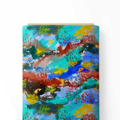 Aqua Dreamscape Print Fabric