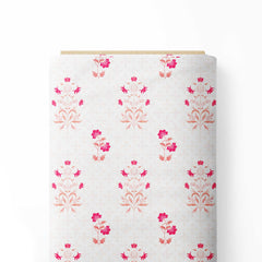Mughal Style Flower print in Soft Pink Print Fabric