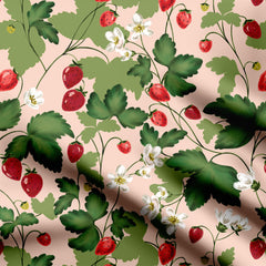 strawberry garden Print Fabric