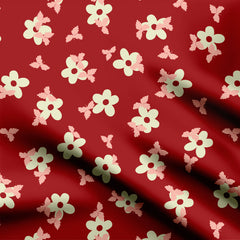 Red Flowers Print Fabric