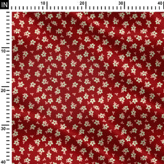 Red Flowers Print Fabric