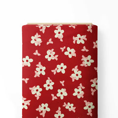 Red Flowers Print Fabric