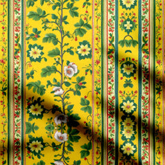 Lemon Floral Stripe Print Fabric