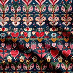 Abstract Blooms Hearts Print Fabric