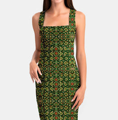 Ornamental Green Pichwai Print Fabric