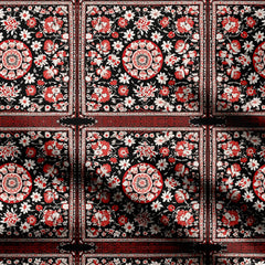 Red & White Floral Print Fabric