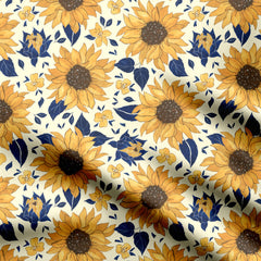 Sunflower print navy background Print Fabric