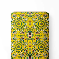 Pichwai Elaborate Decorations Yellow BG Print Fabric