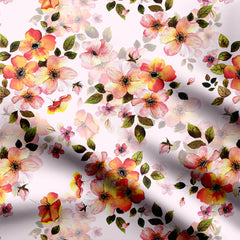 Peachy Anemone Print Fabric