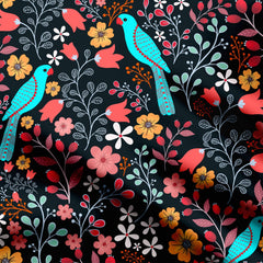 Chatting Parrots Print Fabric